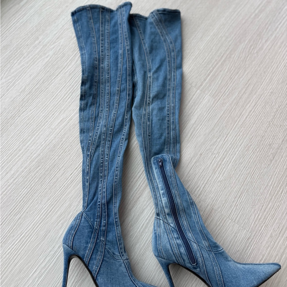 Diesel Denim Over The Knee Boots